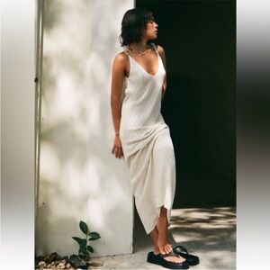 COPY Zara Ivory Cotton Blend Knit Slip Dress Midi Maxi Bloggers NWT Sold Out M